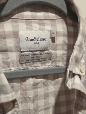 Goodfellow & Co Men’s Check Button-Down Shirt - Beige & White
